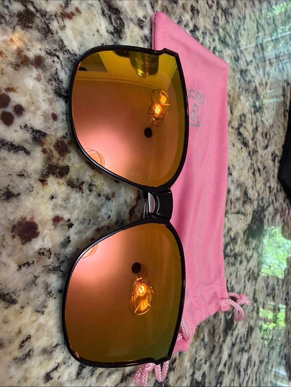 Mirrored Pink Lens Sunglasses with Pink Microfiber Pouch
